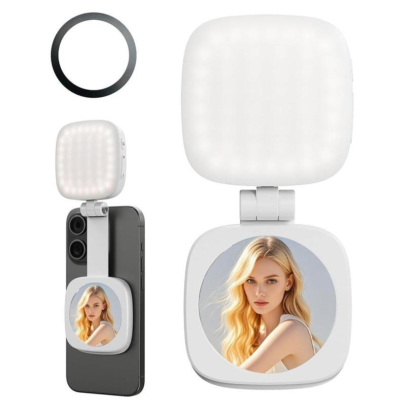 Foldable Magnetic Selfie Light – 360° LED Fill Light & Phone Stand, MagSafe iPhone Compatible