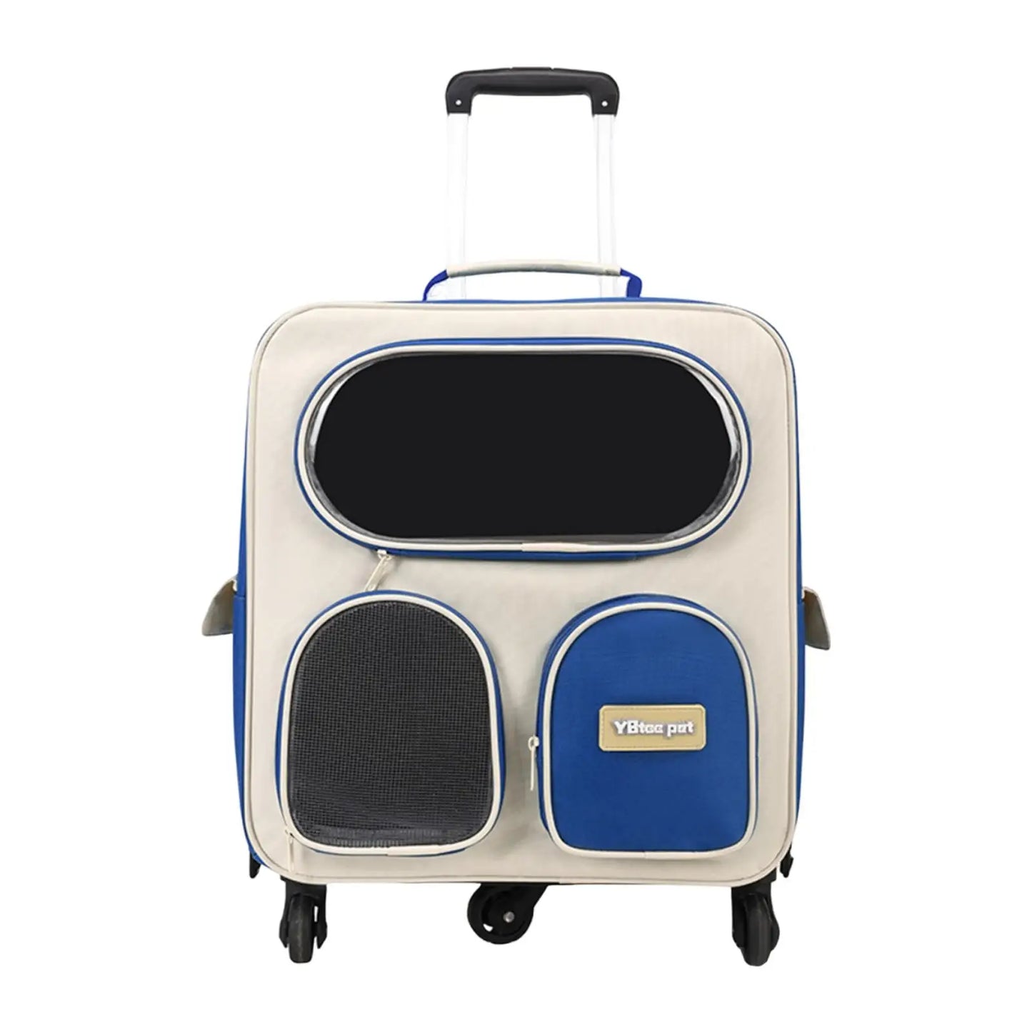 42x37cm Foldable Rolling Pet Carrier – Breathable Backpack & Trolley Bag for Cats & Small Dogs