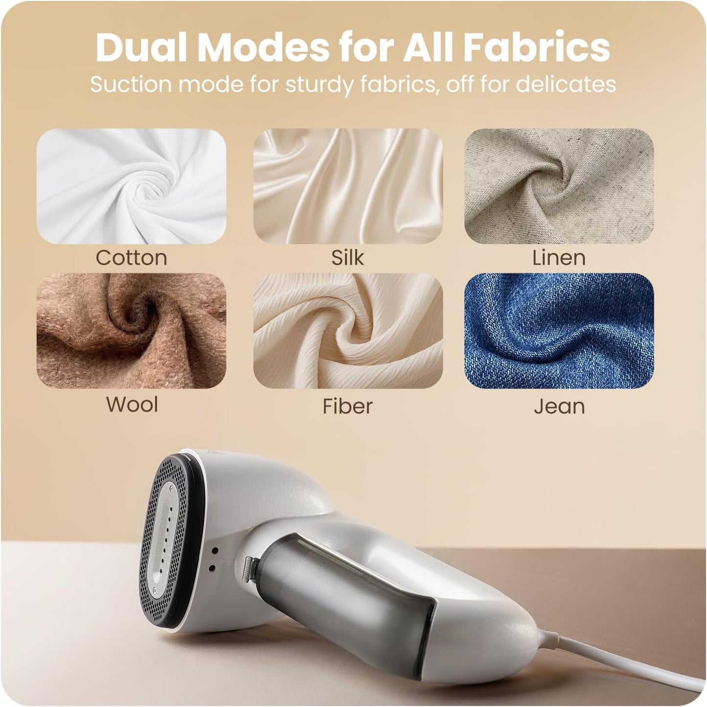 Magic 1 Vacuum Steamer, Handheld Travel Garment Steamer for Clothes, 2300Pa Suction for Clothes Grips, Steamer Iron 2 in 1 (For 110-120V Use)