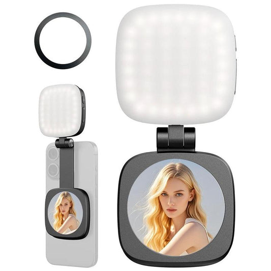 Foldable Magnetic Selfie Light – 360° LED Fill Light & Phone Stand, MagSafe iPhone Compatible