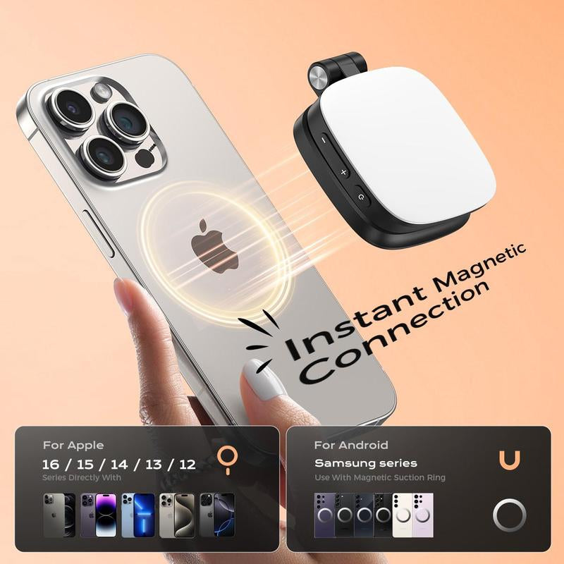 Foldable Magnetic Selfie Light – 360° LED Fill Light & Phone Stand, MagSafe iPhone Compatible