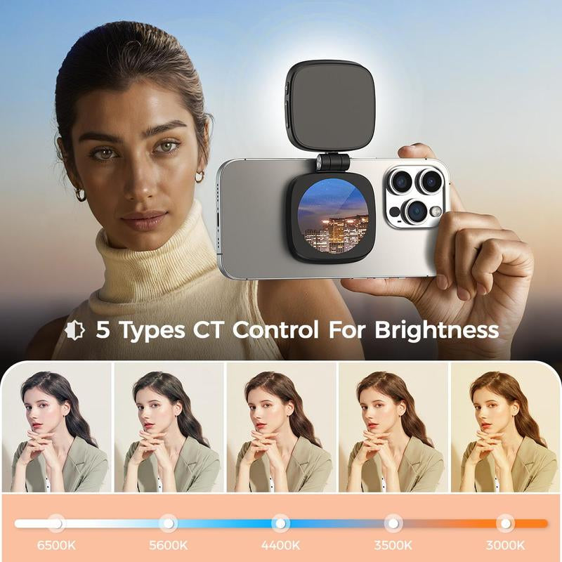 Foldable Magnetic Selfie Light – 360° LED Fill Light & Phone Stand, MagSafe iPhone Compatible