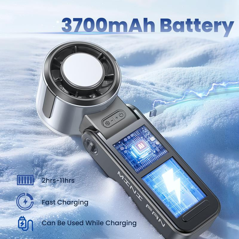 Mini Handheld Cooling Fan – 3-in-1 Ice Cooler, USB Rechargeable, 12H Battery