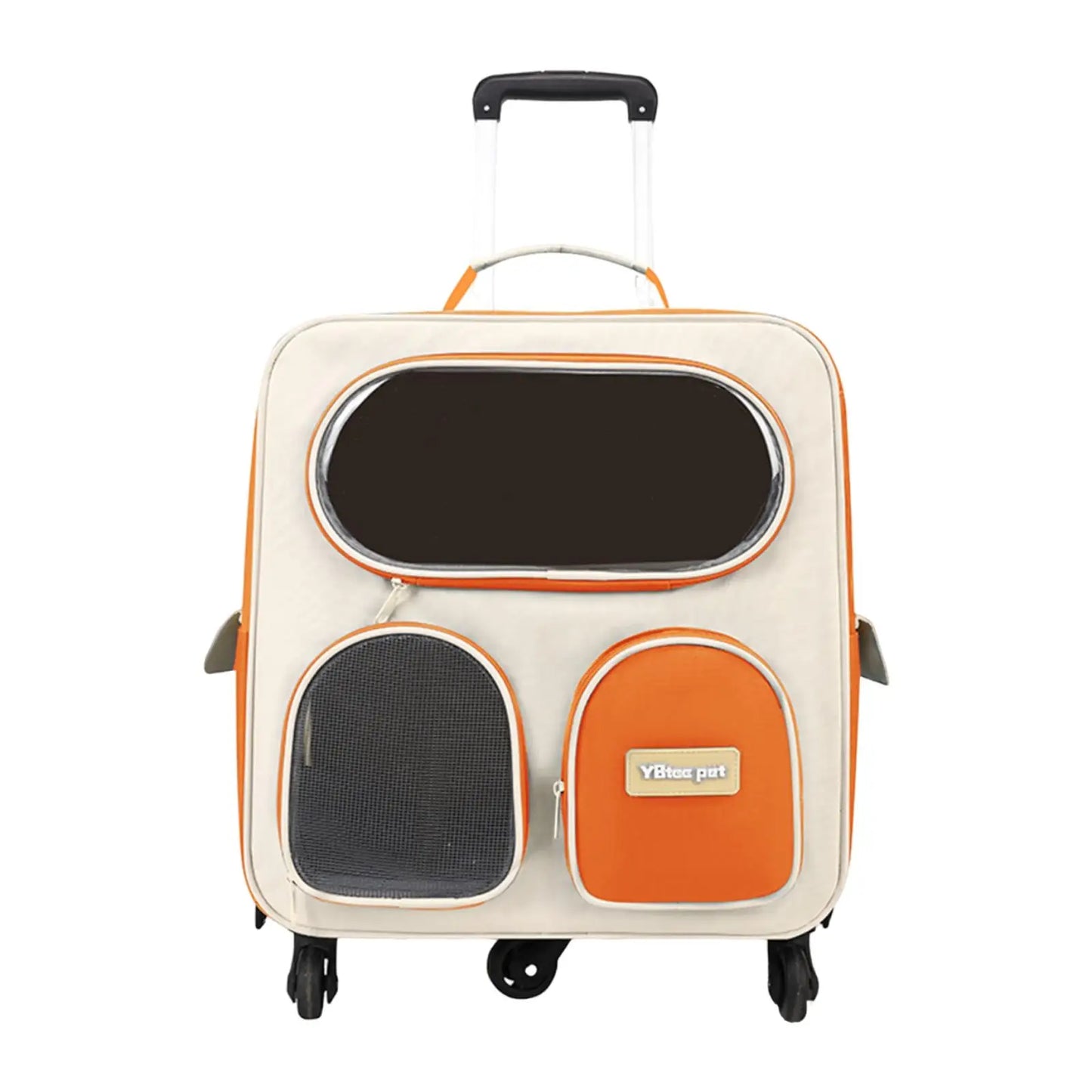 42x37cm Foldable Rolling Pet Carrier – Breathable Backpack & Trolley Bag for Cats & Small Dogs