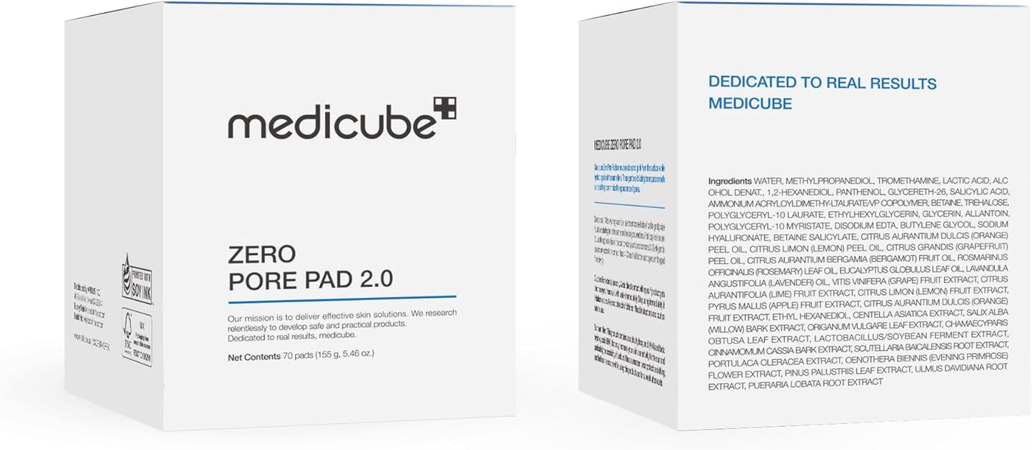 Zero Pore Pads 2.0, Dual-Textured Facial Toner Pads for Exfoliation and Pore Care with 4.5% AHA Lactic Acid & 0.45% BHA Salicylic Acid, Ideal for All Skin Types, Korean Skin Care (70 Units)