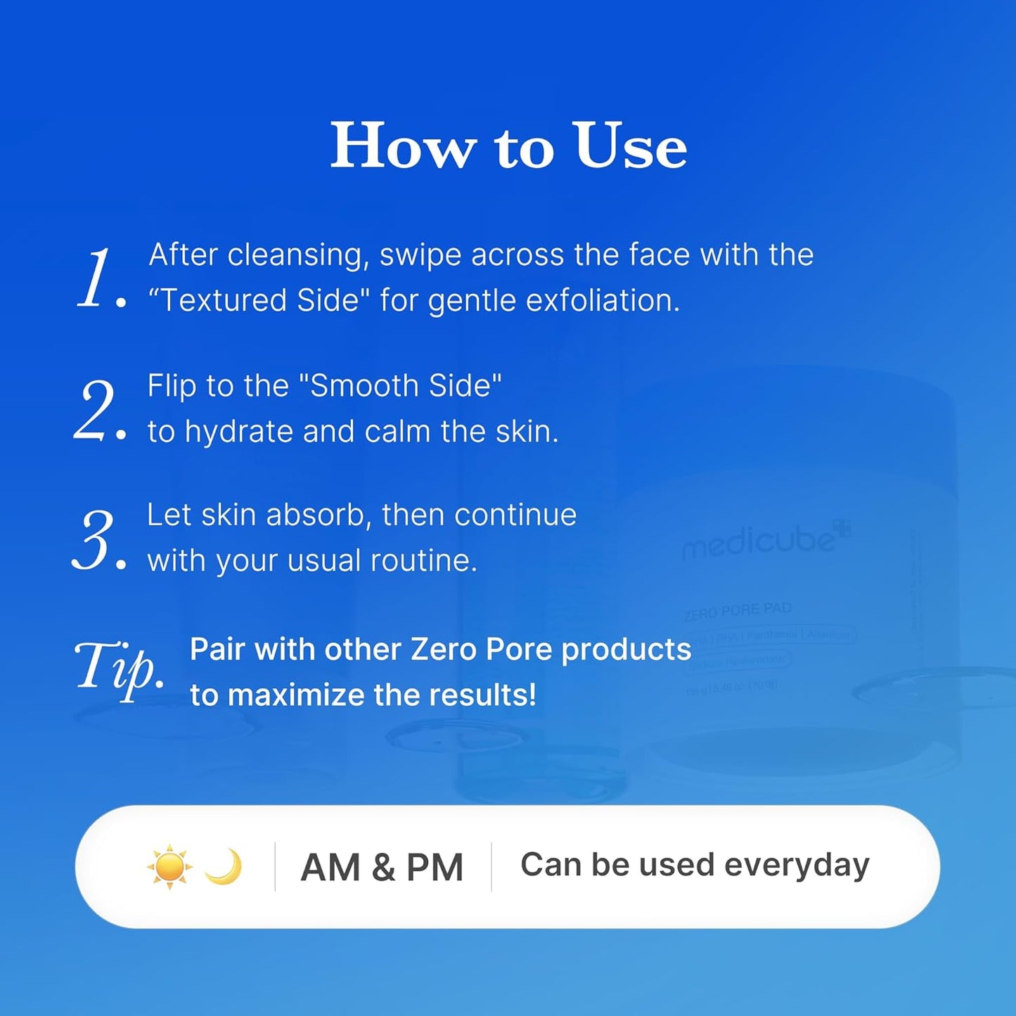 Zero Pore Pads 2.0, Dual-Textured Facial Toner Pads for Exfoliation and Pore Care with 4.5% AHA Lactic Acid & 0.45% BHA Salicylic Acid, Ideal for All Skin Types, Korean Skin Care (70 Units)