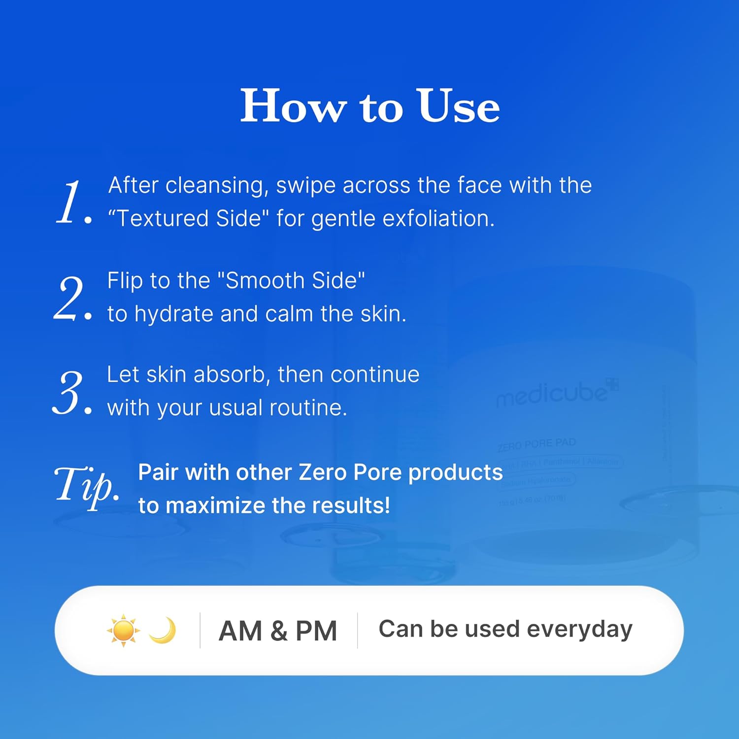 Zero Pore Pads 2.0, Dual-Textured Facial Toner Pads for Exfoliation and Pore Care with 4.5% AHA Lactic Acid & 0.45% BHA Salicylic Acid, Ideal for All Skin Types, Korean Skin Care (70 Units)