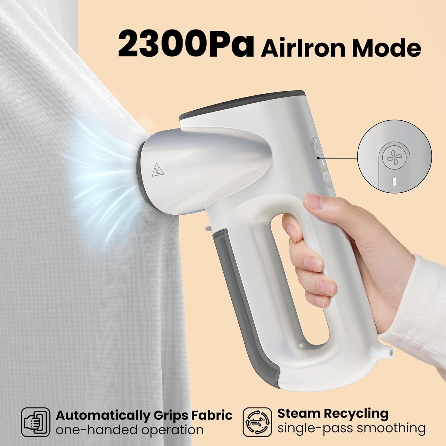 Magic 1 Vacuum Steamer, Handheld Travel Garment Steamer for Clothes, 2300Pa Suction for Clothes Grips, Steamer Iron 2 in 1 (For 110-120V Use)