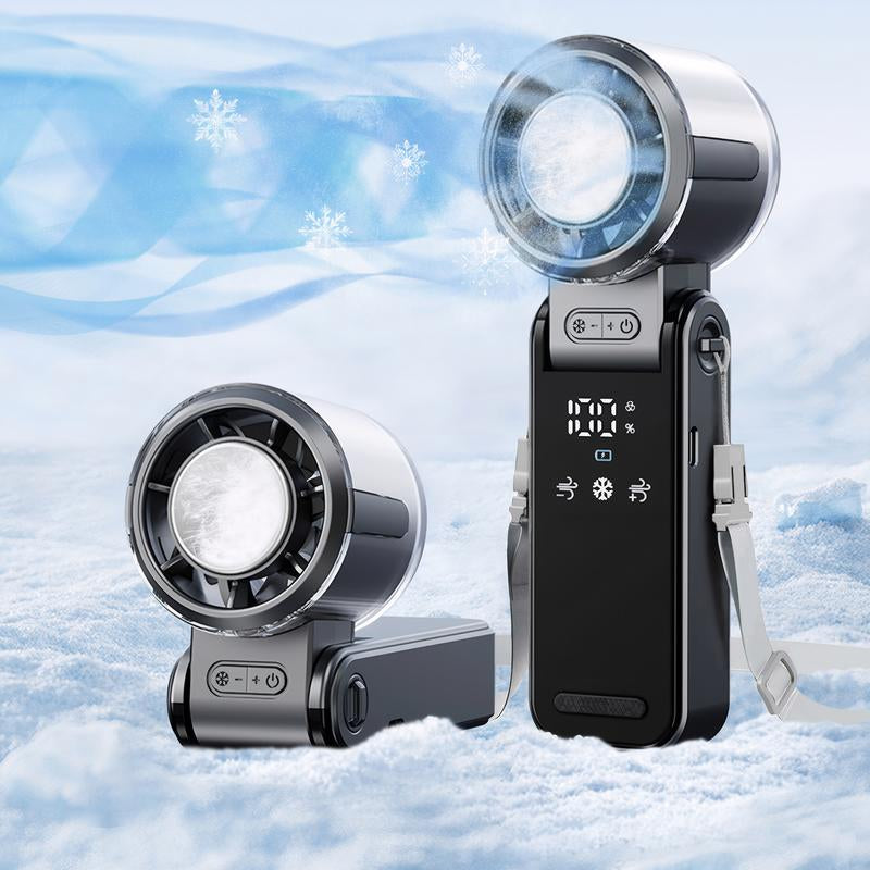 Mini Handheld Cooling Fan – 3-in-1 Ice Cooler, USB Rechargeable, 12H Battery