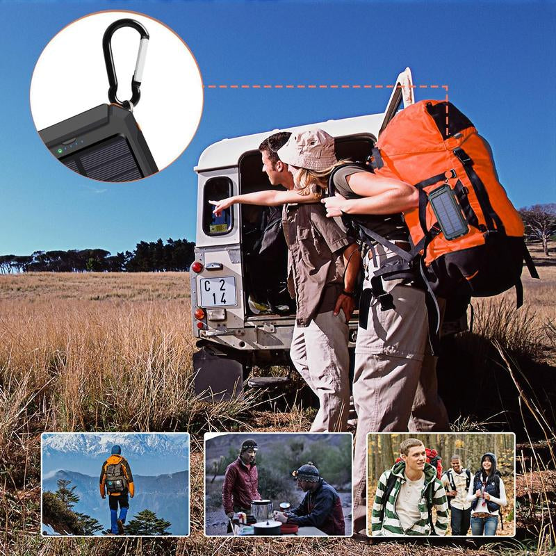 LOZE 10000mAh Solar Power Bank – Portable Fast Charger with Dual USB, LED Flashlight & Compass, Waterproof Outdoor Charger