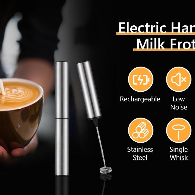 USB Rechargeable Milk & Coffee Electric Handheld Frother with 2 Speeds