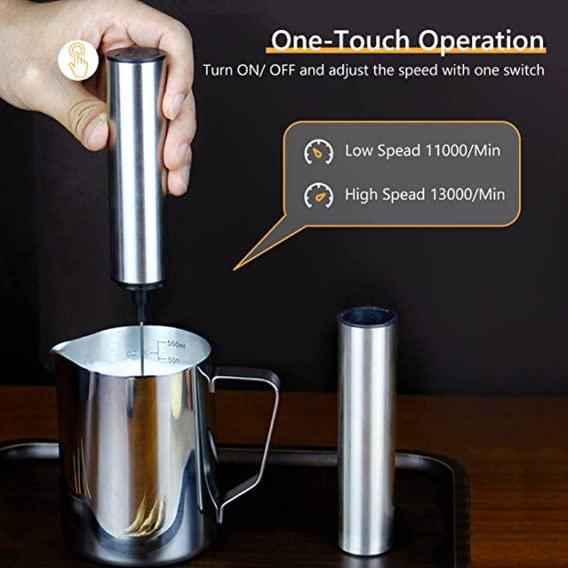 USB Rechargeable Milk & Coffee Electric Handheld Frother with 2 Speeds