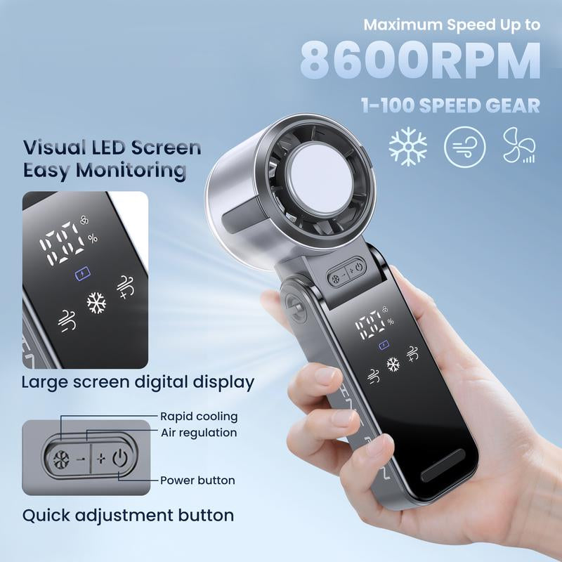 Mini Handheld Cooling Fan – 3-in-1 Ice Cooler, USB Rechargeable, 12H Battery